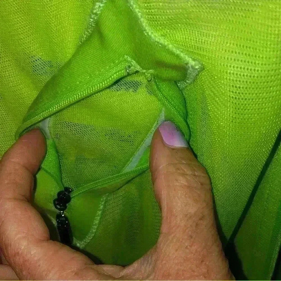 Neon Green Sheer jacket with Toggle Drawstring Waist - Picture 4 of 12